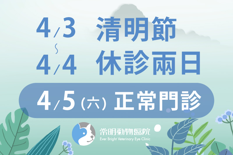 4/3～4/4清明節醫院休診兩日，4/5星期六正常門診